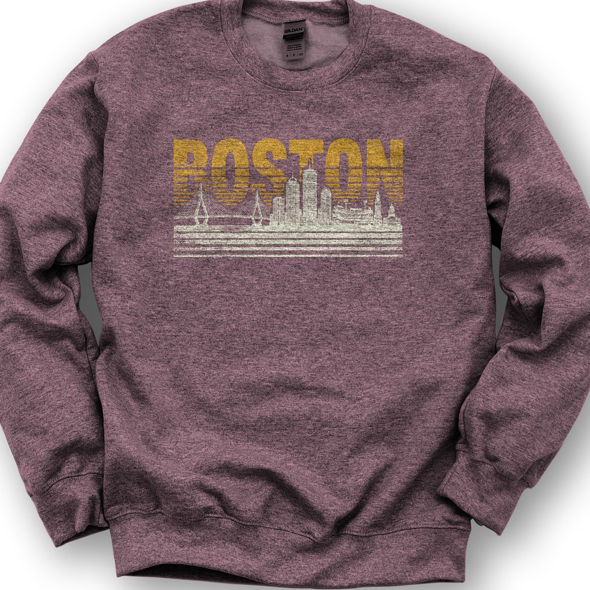 Boston Skyline Sweatshirt - Heather Sport Dark Maroon
