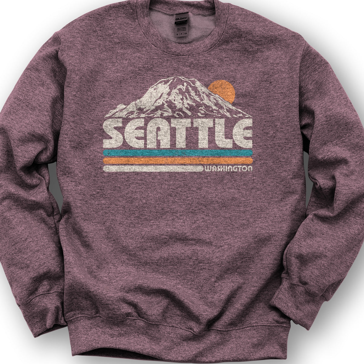 Seattle Retro Stripe Sweatshirt - Heather Sport Dark Maroon