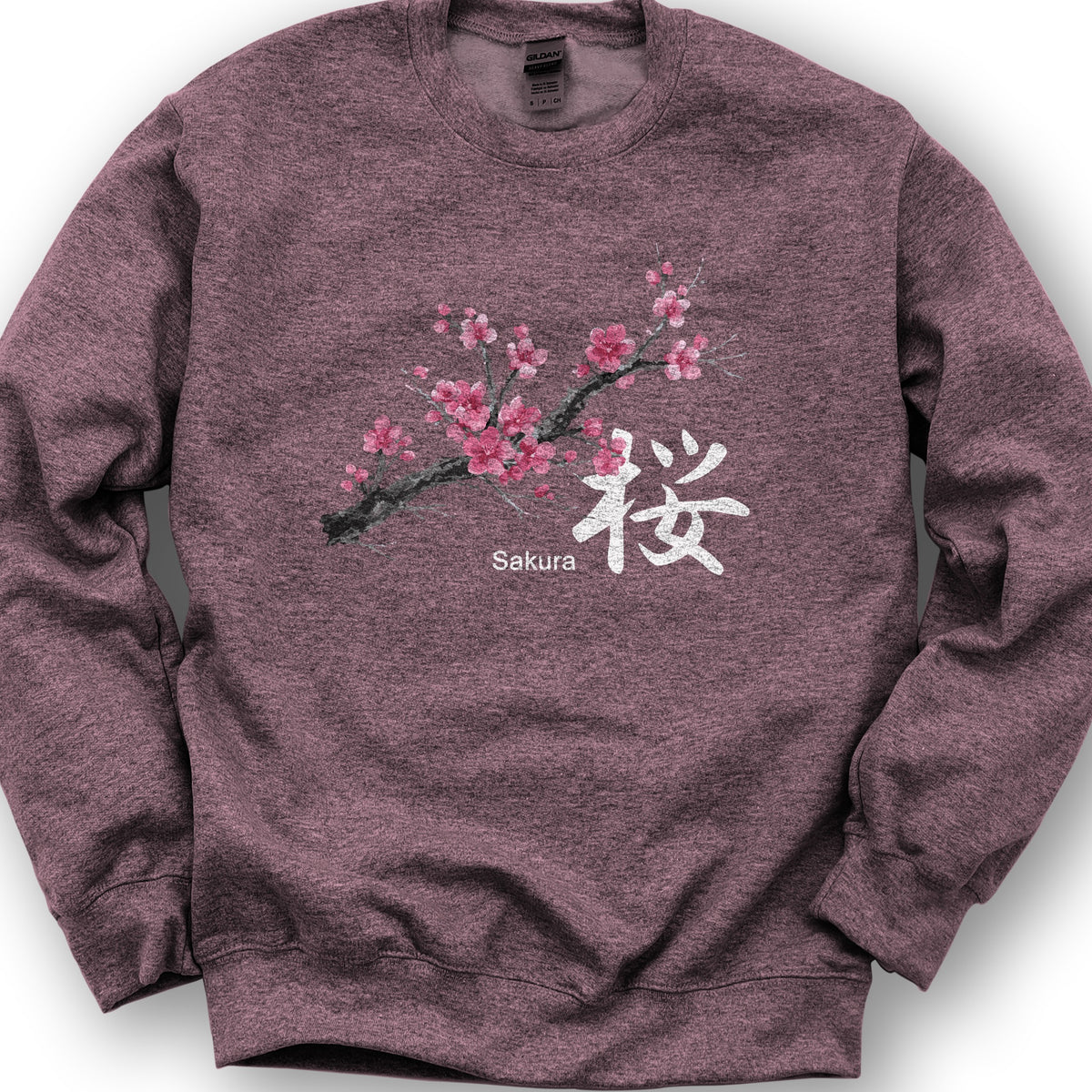 Cherry Blossom Sakura Sweatshirt - Heather Sport Dark Maroon