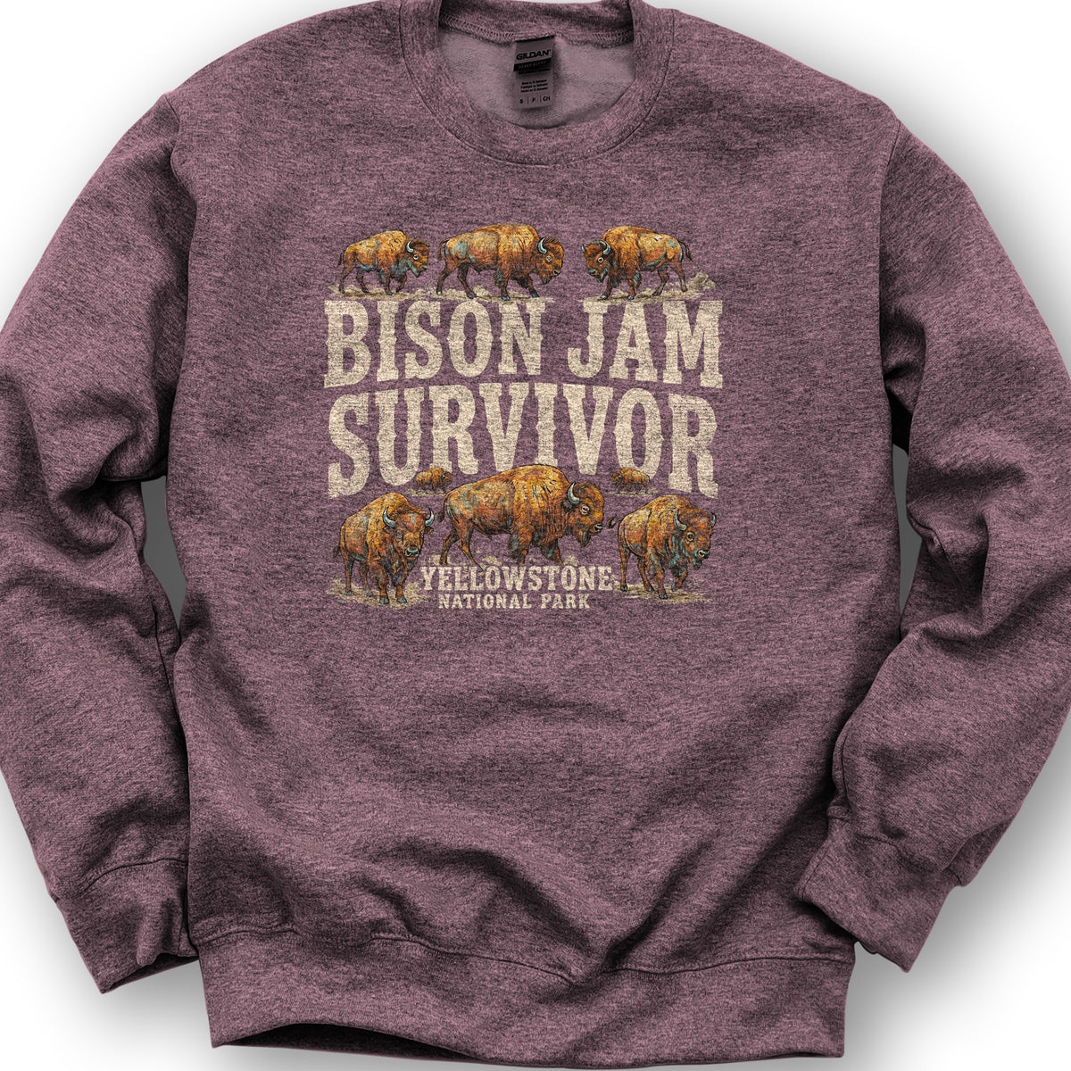 Bison Jam Survivor Sweatshirt - Heather Sport Dark Maroon