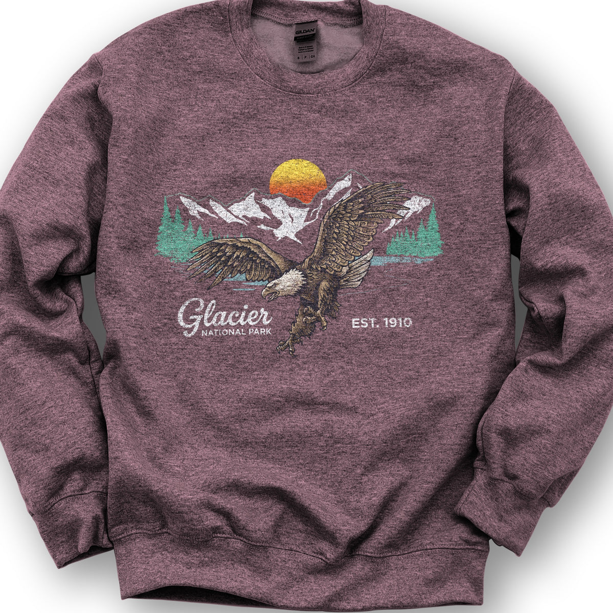 Glacier Bald Eagle Sweatshirt - Heather Sport Dark Maroon