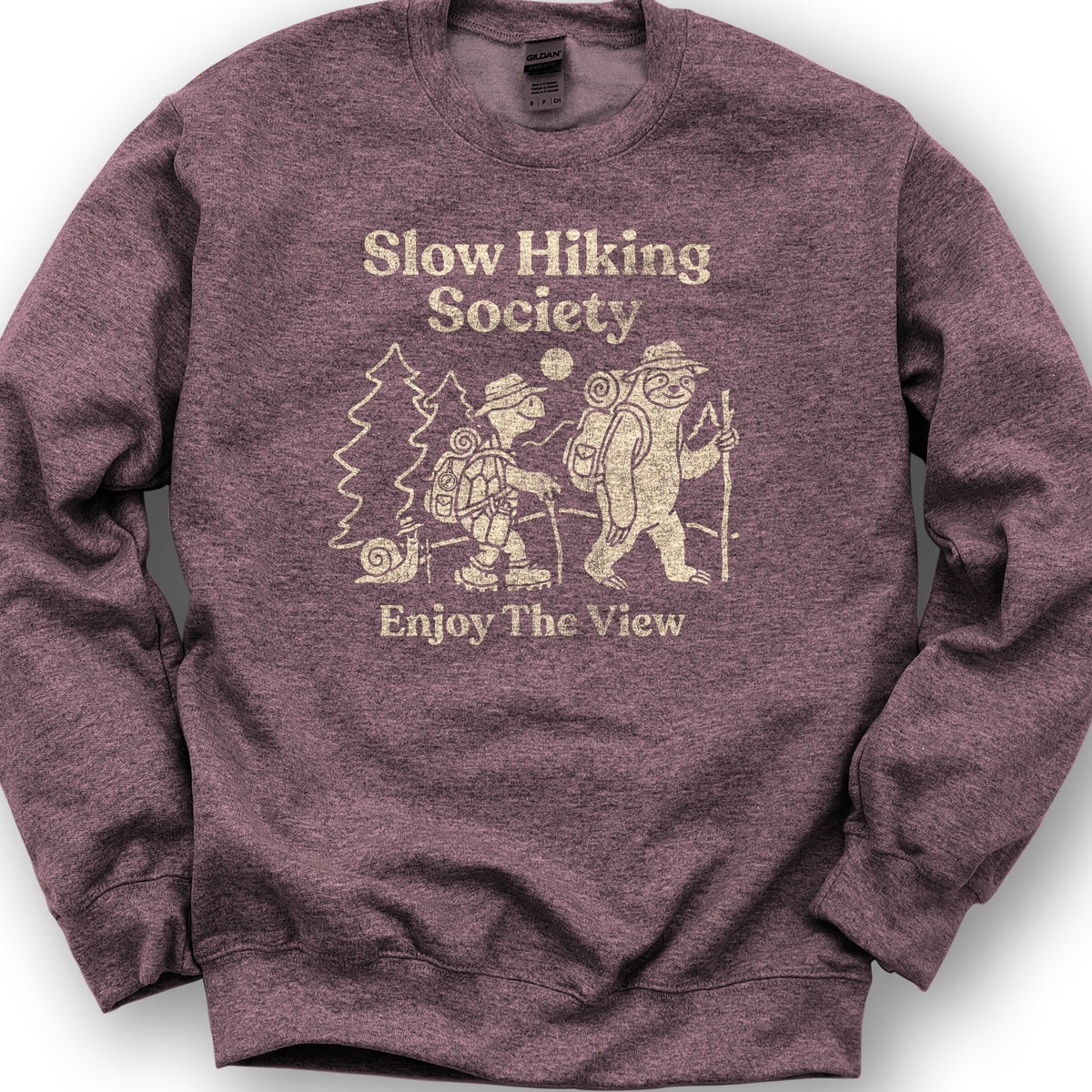 Slow Hiking Society Sweatshirt - Heather Sport Dark Maroon