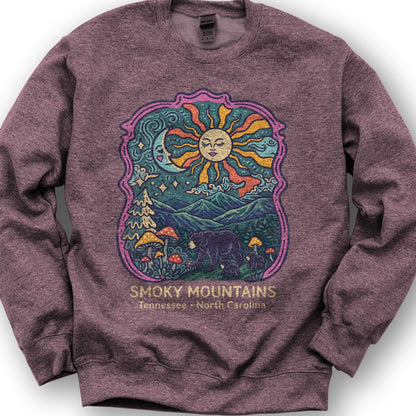 Smoky Mountains Groovy Bears Sweatshirt - Heather Sport Dark Maroon