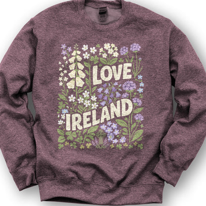 Love Ireland Flowers Sweatshirt - Heather Sport Dark Maroon