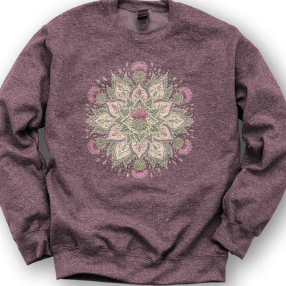 Thistle Mandala Sweatshirt - Heather Sport Dark Maroon