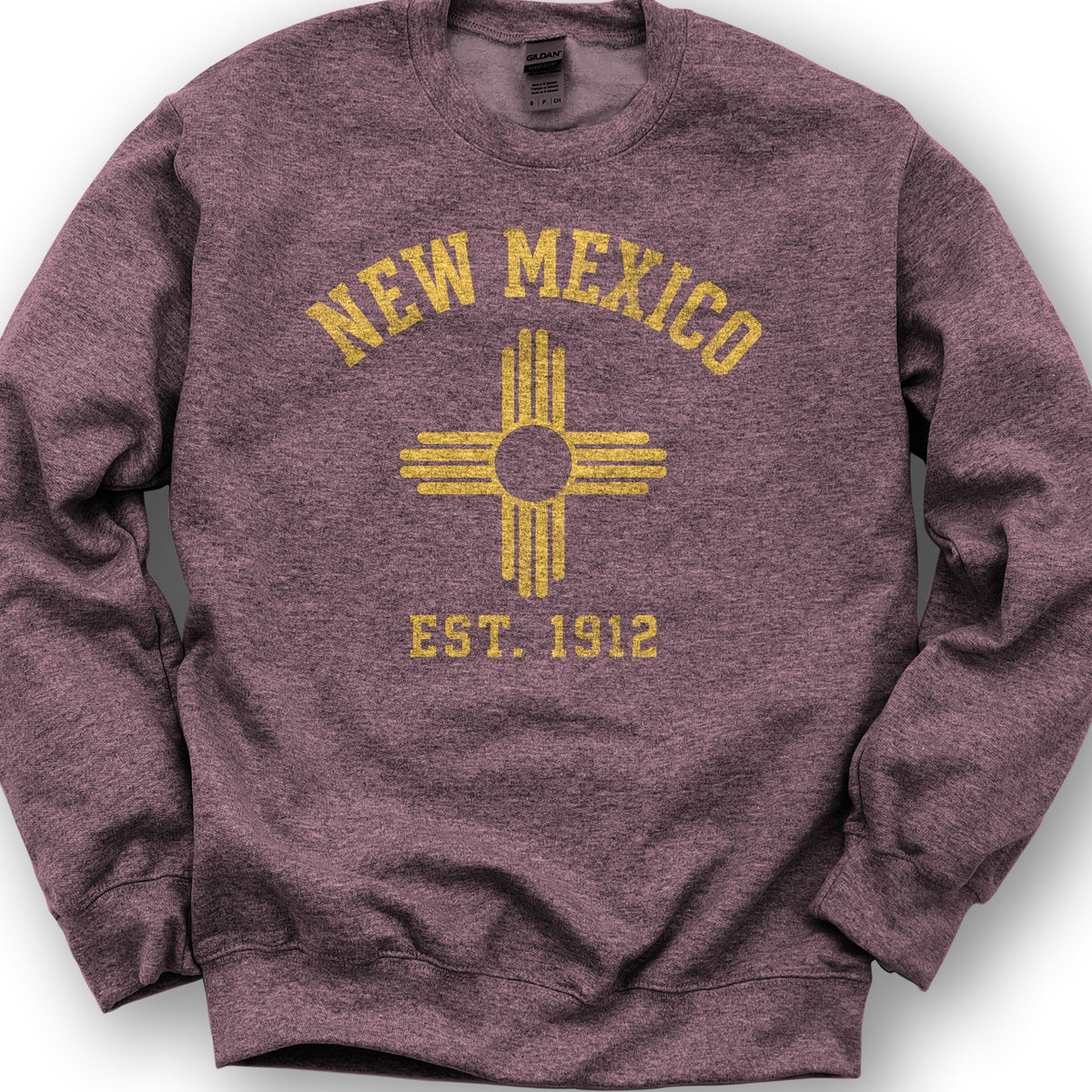 New Mexico Flag Sweatshirt - Heather Sport Dark Maroon