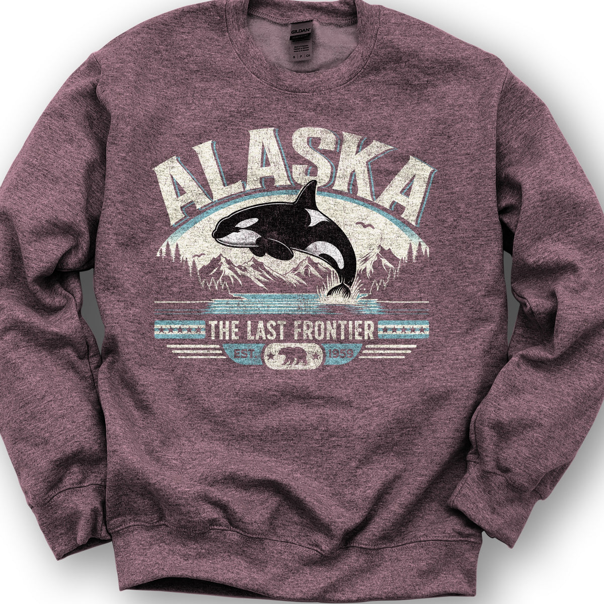Alaska The Last Frontier "Orca" Sweatshirt - Heather Sport Dark Maroon