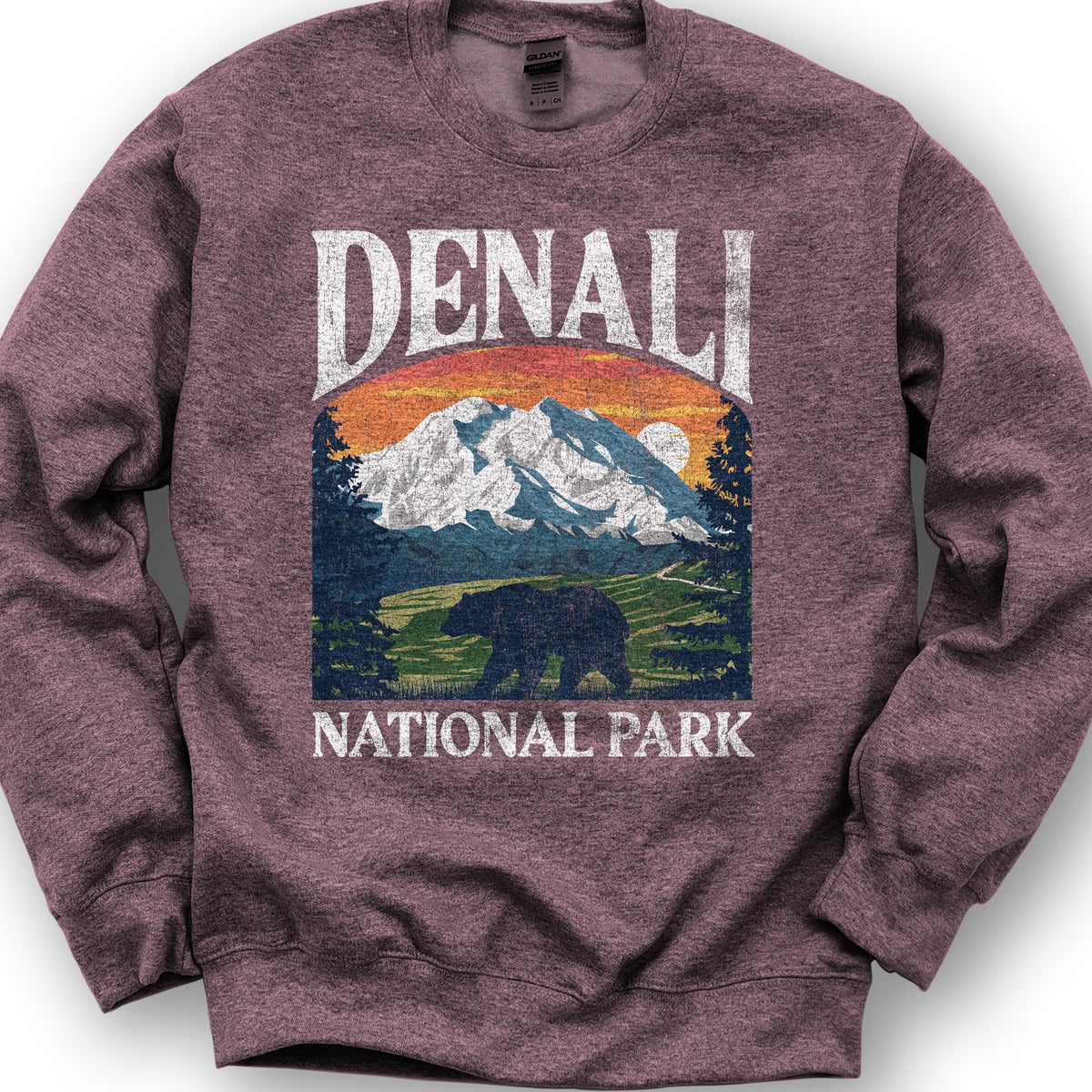 Denali National Park "Big and Bold" Sweatshirt - Heather Sport Dark Maroon