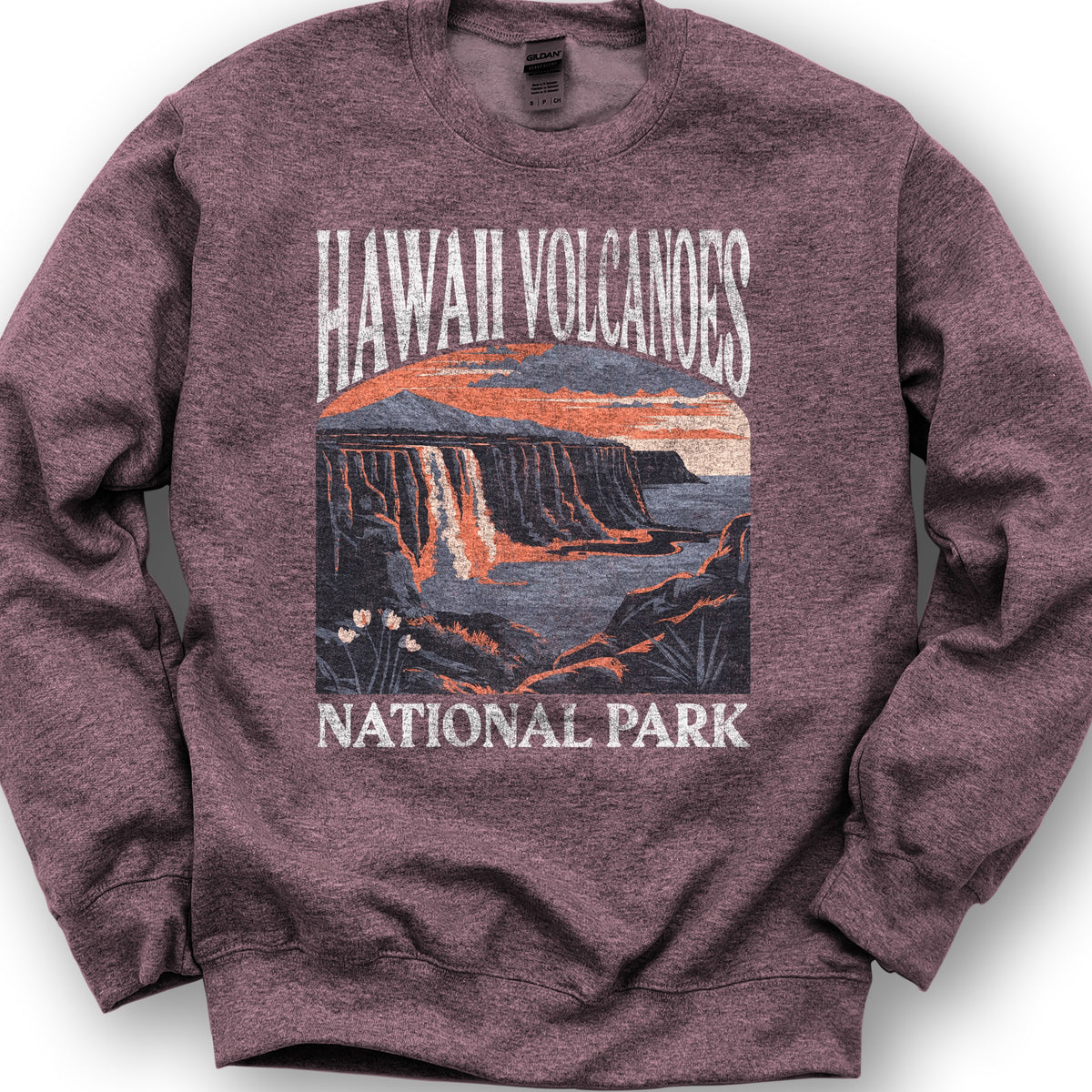 Hawaii Volcanoes National Park "Big and Bold" Sweatshirt - Heather Sport Dark Maroon
