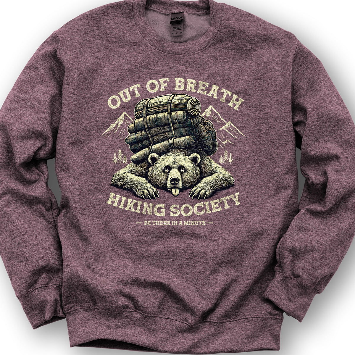 Out of Breath Hiking Society Sweatshirt - Heather Sport Dark Maroon