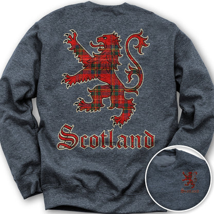Scotland Tartan Lion Front/Back Print Sweatshirt - Heather Sport Dark Navy