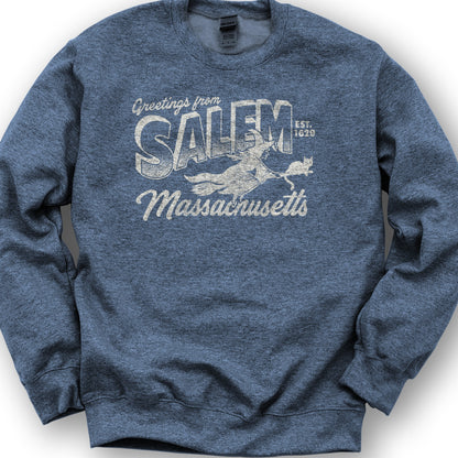 Greetings from Salem Massachusetts Sweatshirt - Heather Sport Dark Navy