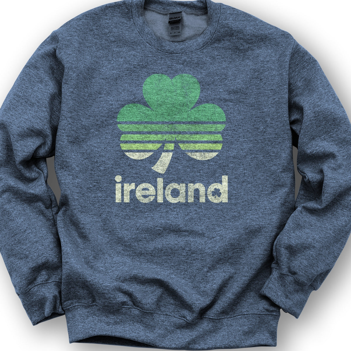 Ireland Retro Shamrock Sweatshirt - Heather Sport Dark Navy