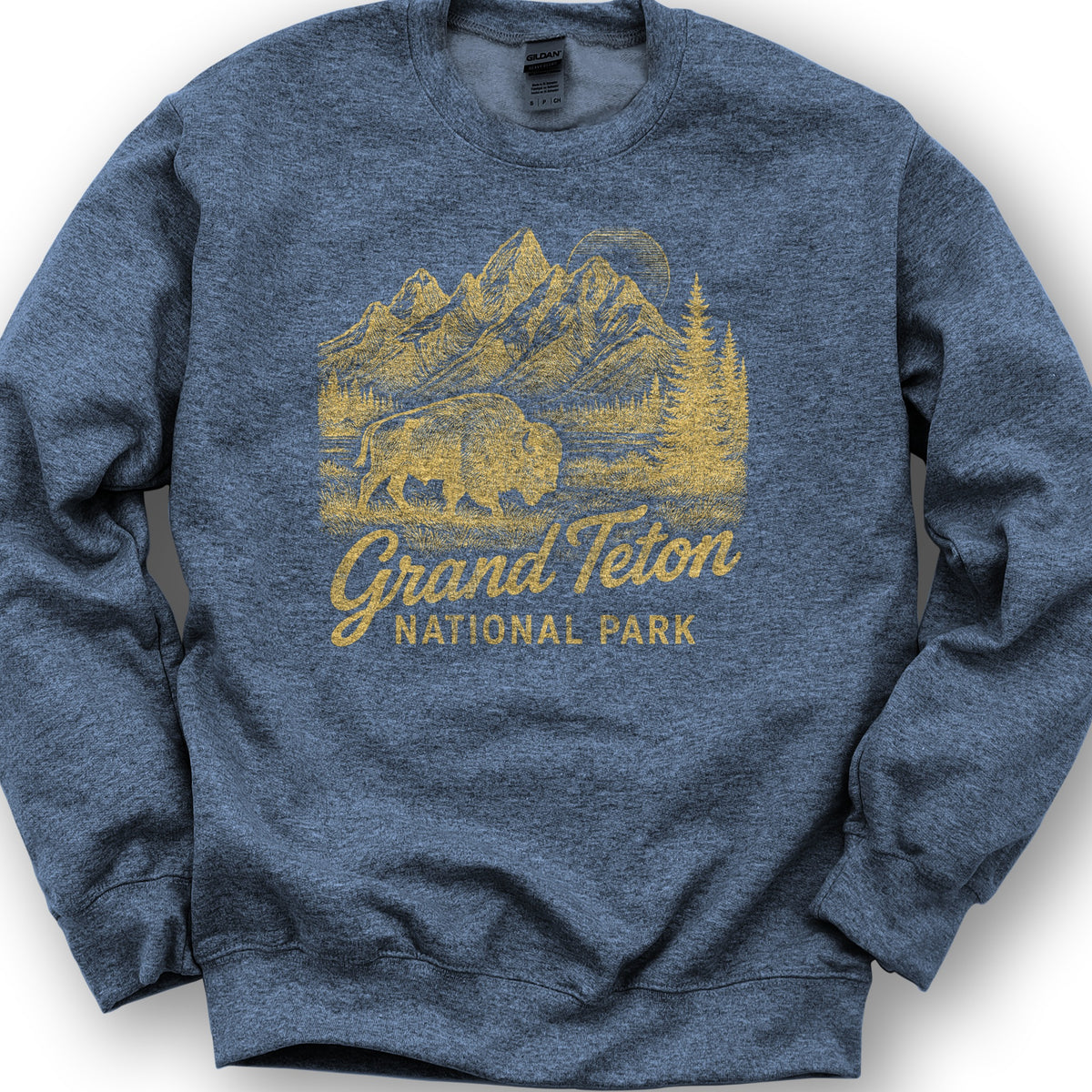 Grand Teton "Vintage Sketch" Sweatshirt - Heather Sport Dark Navy