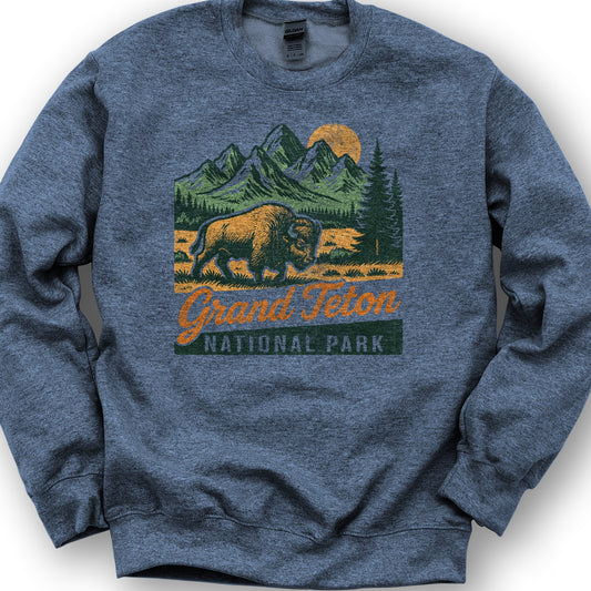 Grand Teton Vintage 4 Color Sweatshirt - Heather Sport Dark Navy