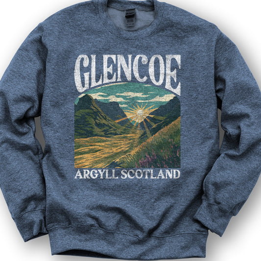 Glencoe Scotland "Big & Bold" Sweatshirt - Heather Sport Dark Navy