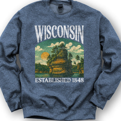 Wisconsin "Big & Bold" Sweatshirt - Heather Sport Dark Navy