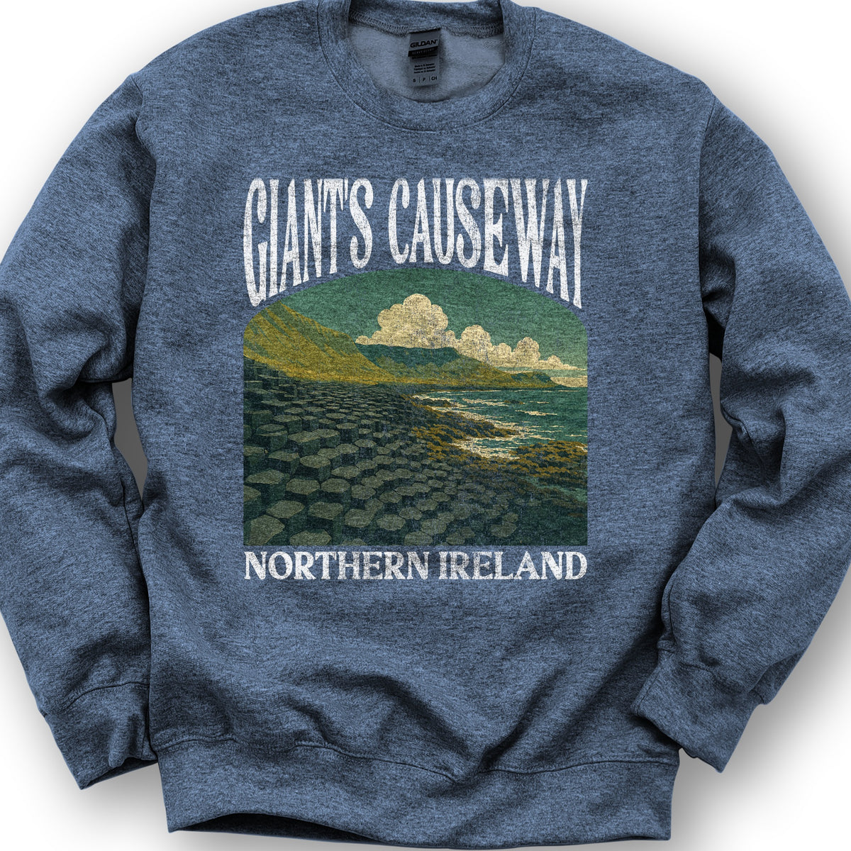 Giants Causeway Northern Ireland "Big and Bold" Sweatshirt - Heather Sport Dark Navy