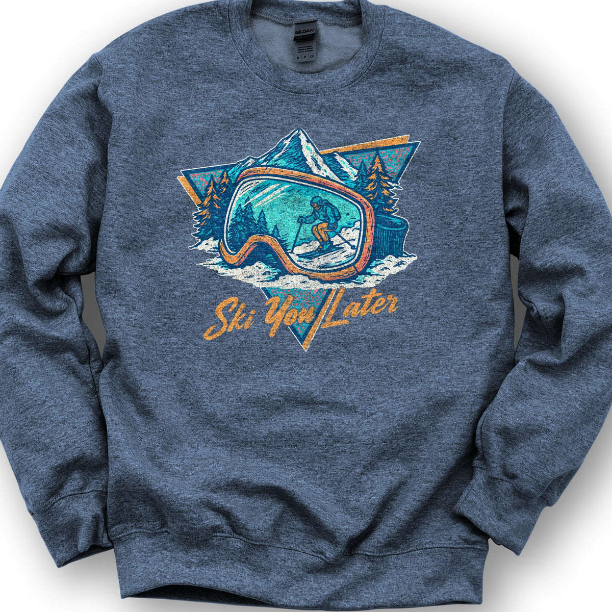 Ski You Later Retro 1980's Sweatshirt - Heather Sport Dark Navy