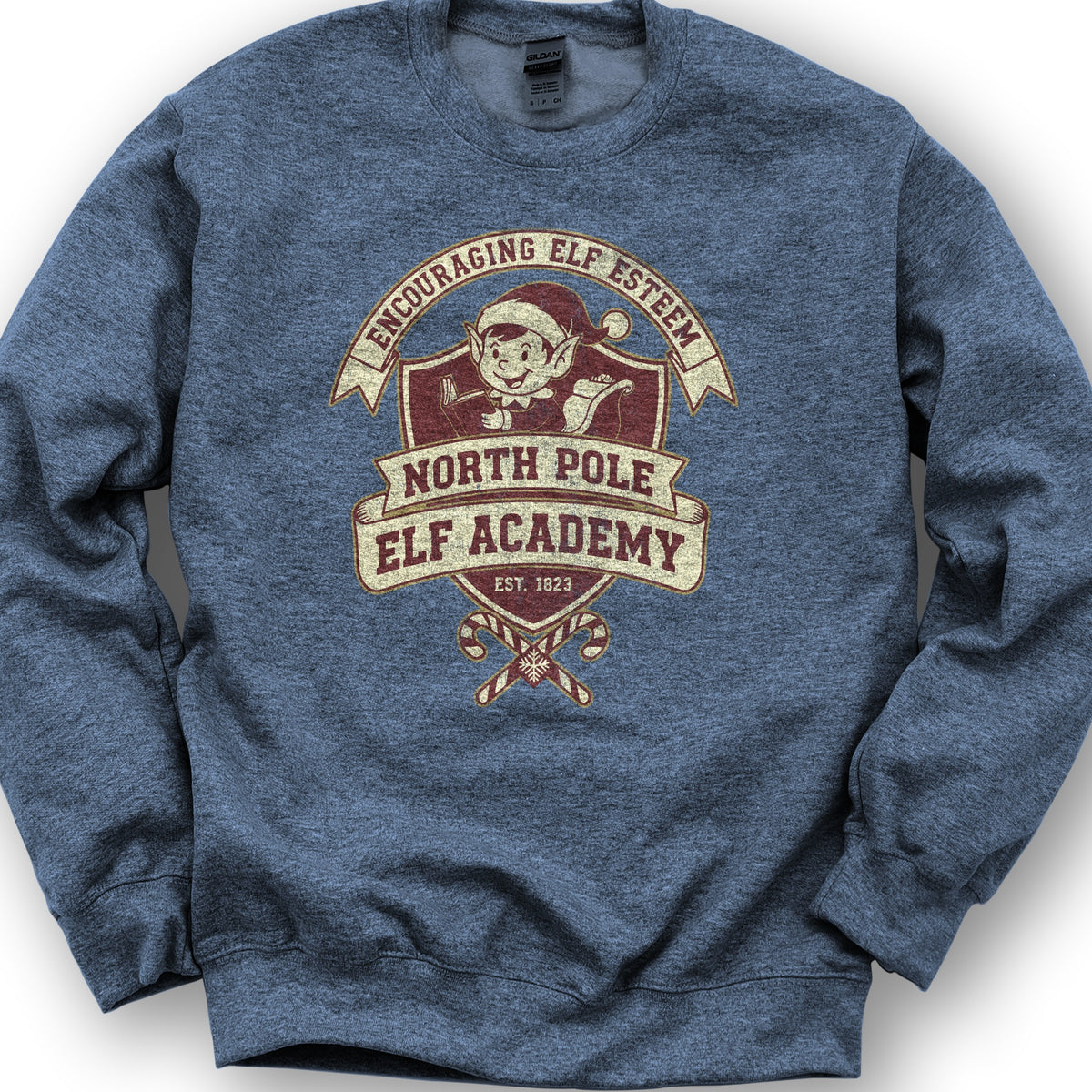 North Pole Elf Academy Sweatshirt - Heather Sport Dark Navy