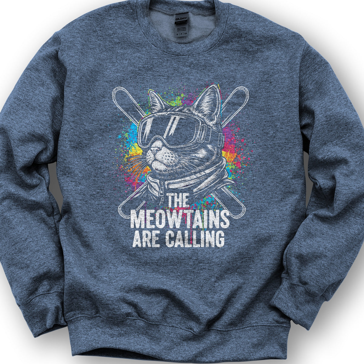 The Meowtains are Calling Sweatshirt - Heather Sport Dark Navy
