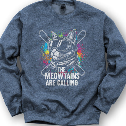 The Meowtains are Calling Sweatshirt - Heather Sport Dark Navy