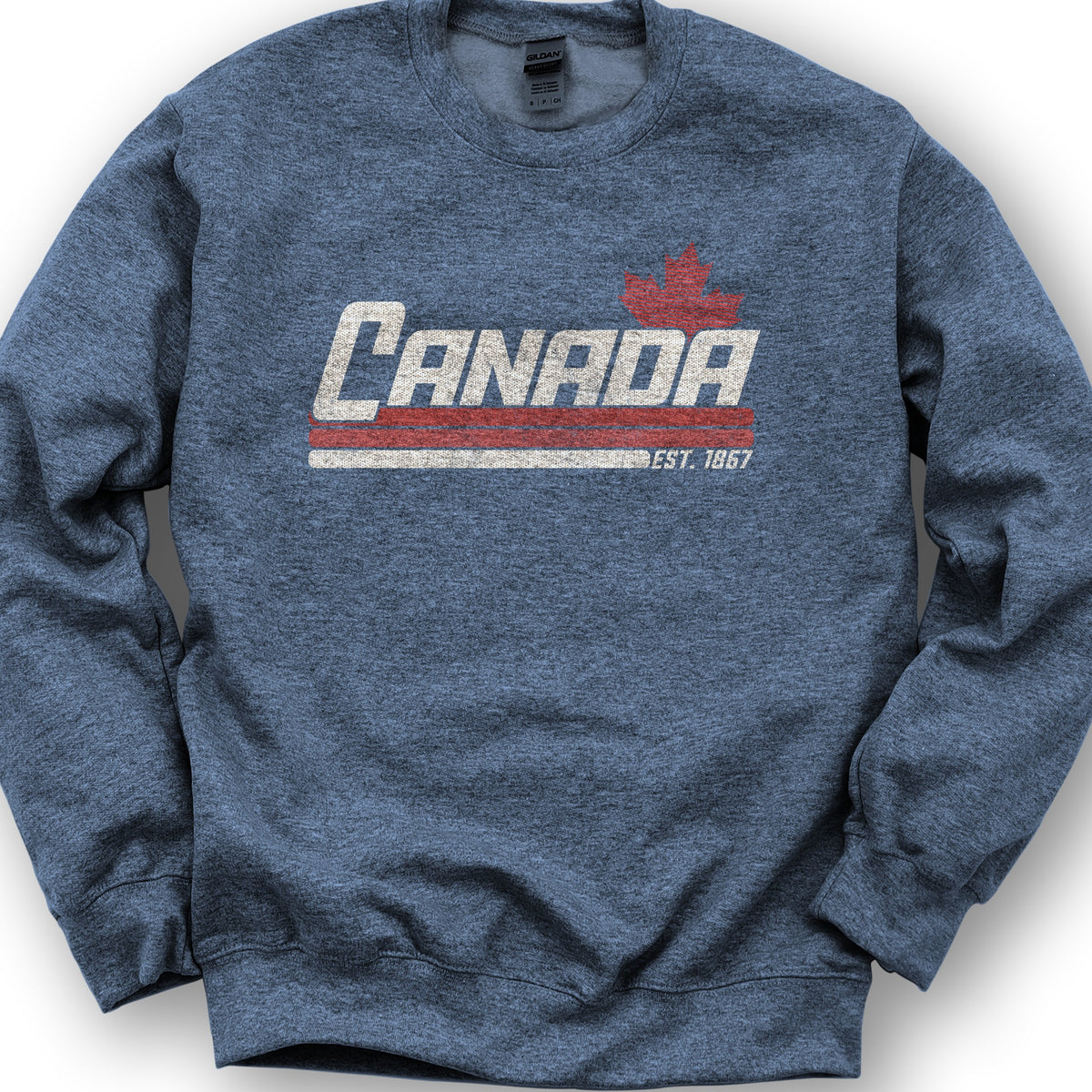 Canada Retro Stripe Sweatshirt - Heather Sport Dark Navy