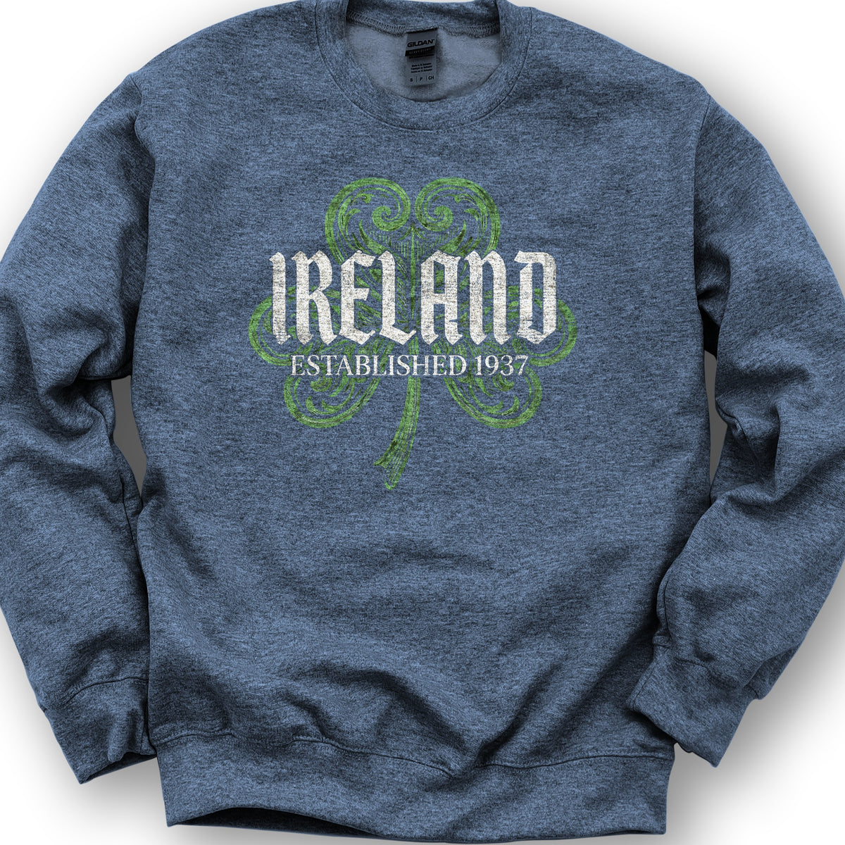 Ireland Gothic Shamrock Sweatshirt - Heather Sport Dark Navy