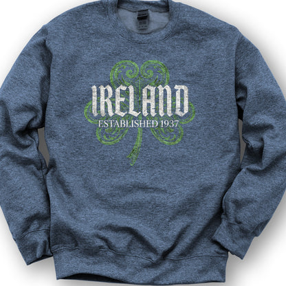 Ireland Gothic Shamrock Sweatshirt - Heather Sport Dark Navy