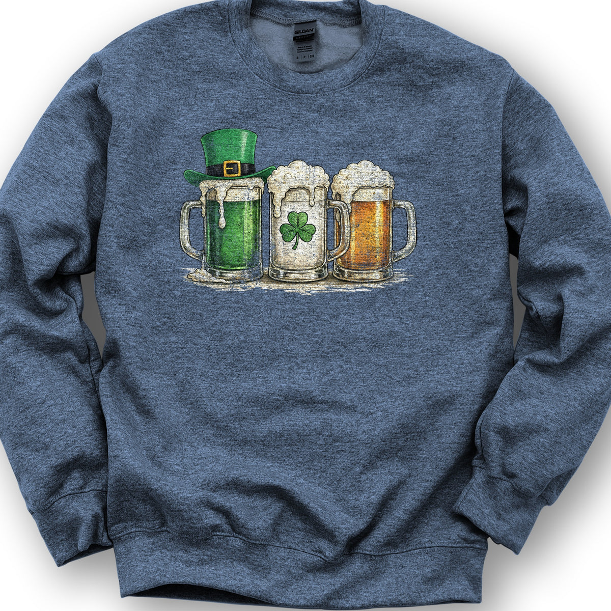 Irish Flag Mugs Sweatshirt - Heather Sport Dark Navy