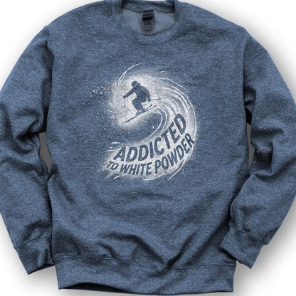 White Powder Skiing  Sweatshirt - Heather Sport Dark Navy