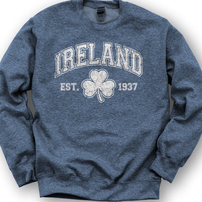 Ireland Vintage Varsity Sweatshirt - Heather Sport Dark Navy