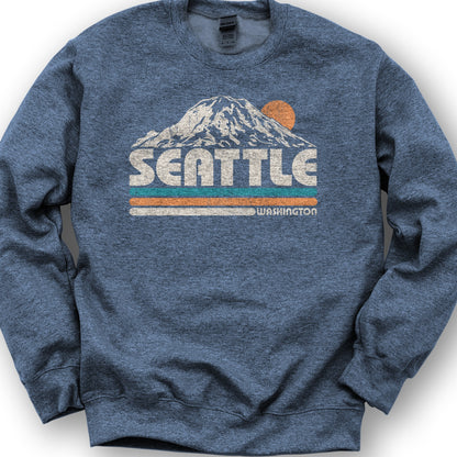 Seattle Retro Stripe Sweatshirt - Heather Sport Dark Navy