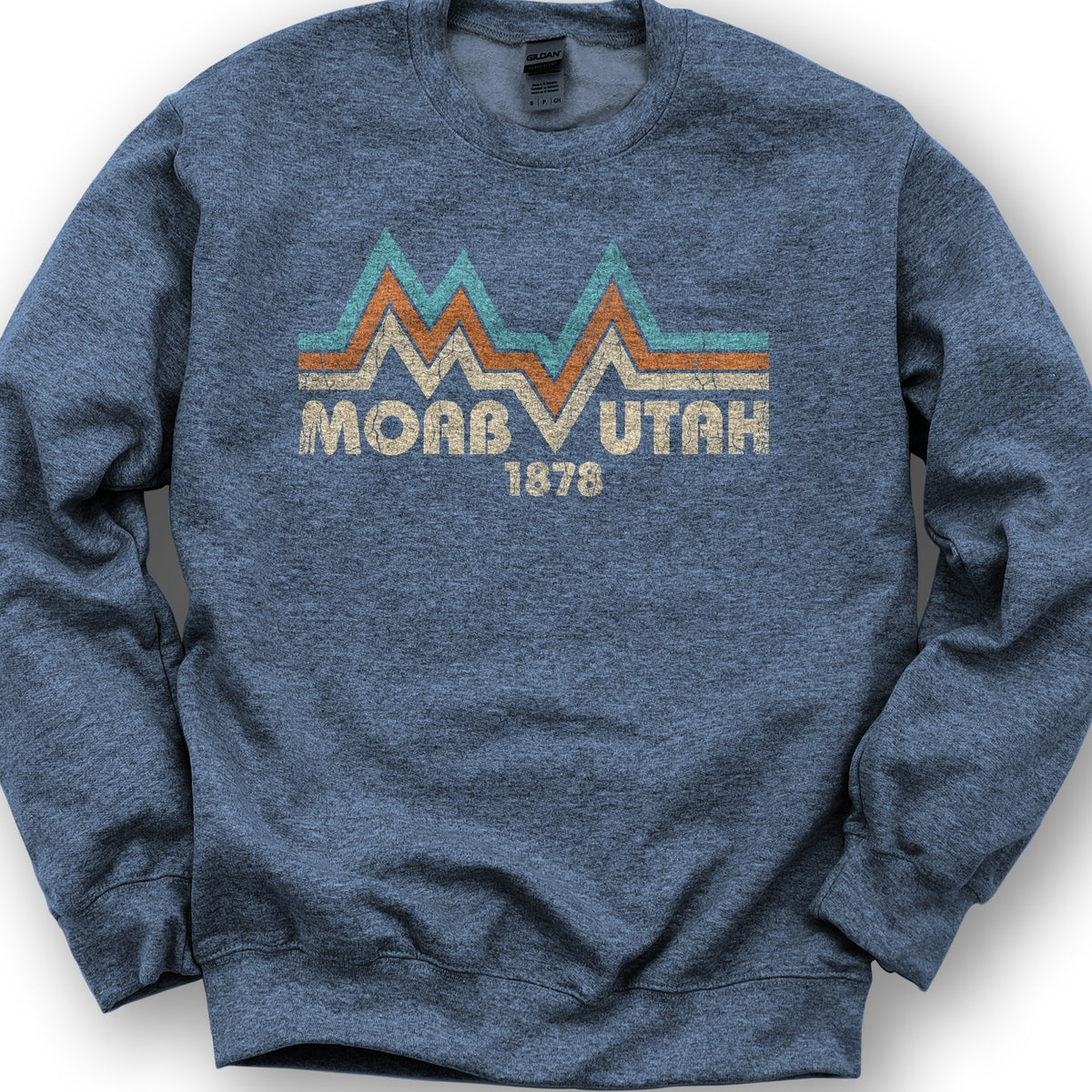 Moab Utah Retro Sweatshirt - Heather Sport Dark Navy