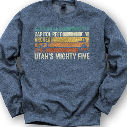 Utah's Mighty Five Stripes Sweatshirt - Heather Sport Dark Navy