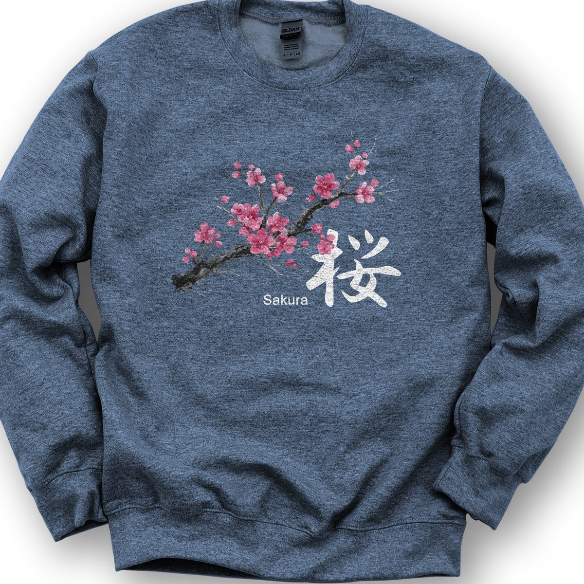 Cherry Blossom Sakura Sweatshirt - Heather Sport Dark Navy