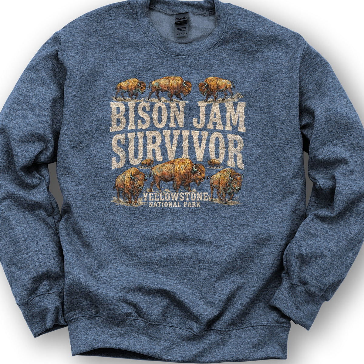 Bison Jam Survivor Sweatshirt - Heather Sport Dark Navy