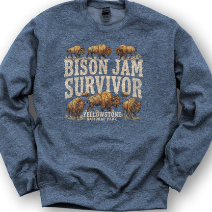 Bison Jam Survivor Sweatshirt - Heather Sport Dark Navy