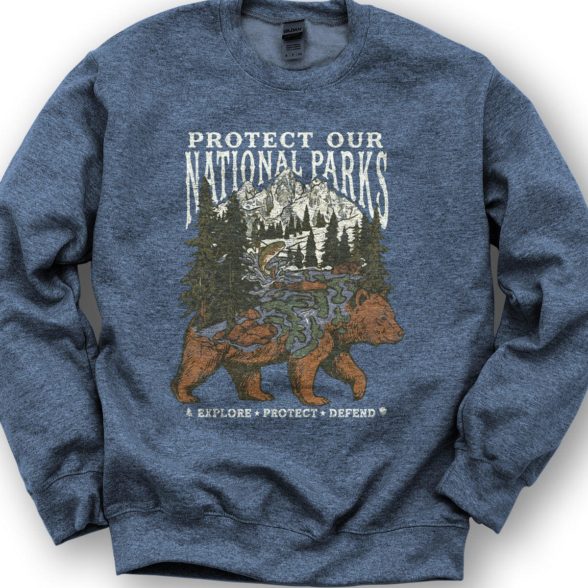 Protect Our Parks Bear Sweatshirt - Heather Sport Dark Navy