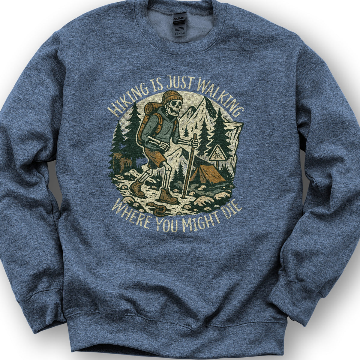 Hiking Is Just Walking Sweatshirt - Heather Sport Dark Navy