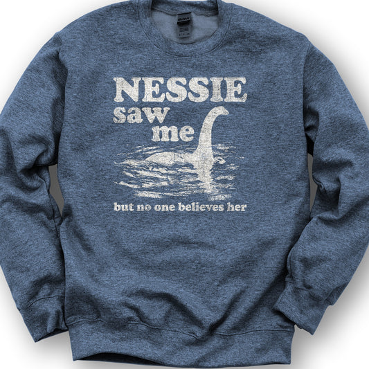 Nessie Saw Me Sweatshirt - Heather Sport Dark Navy