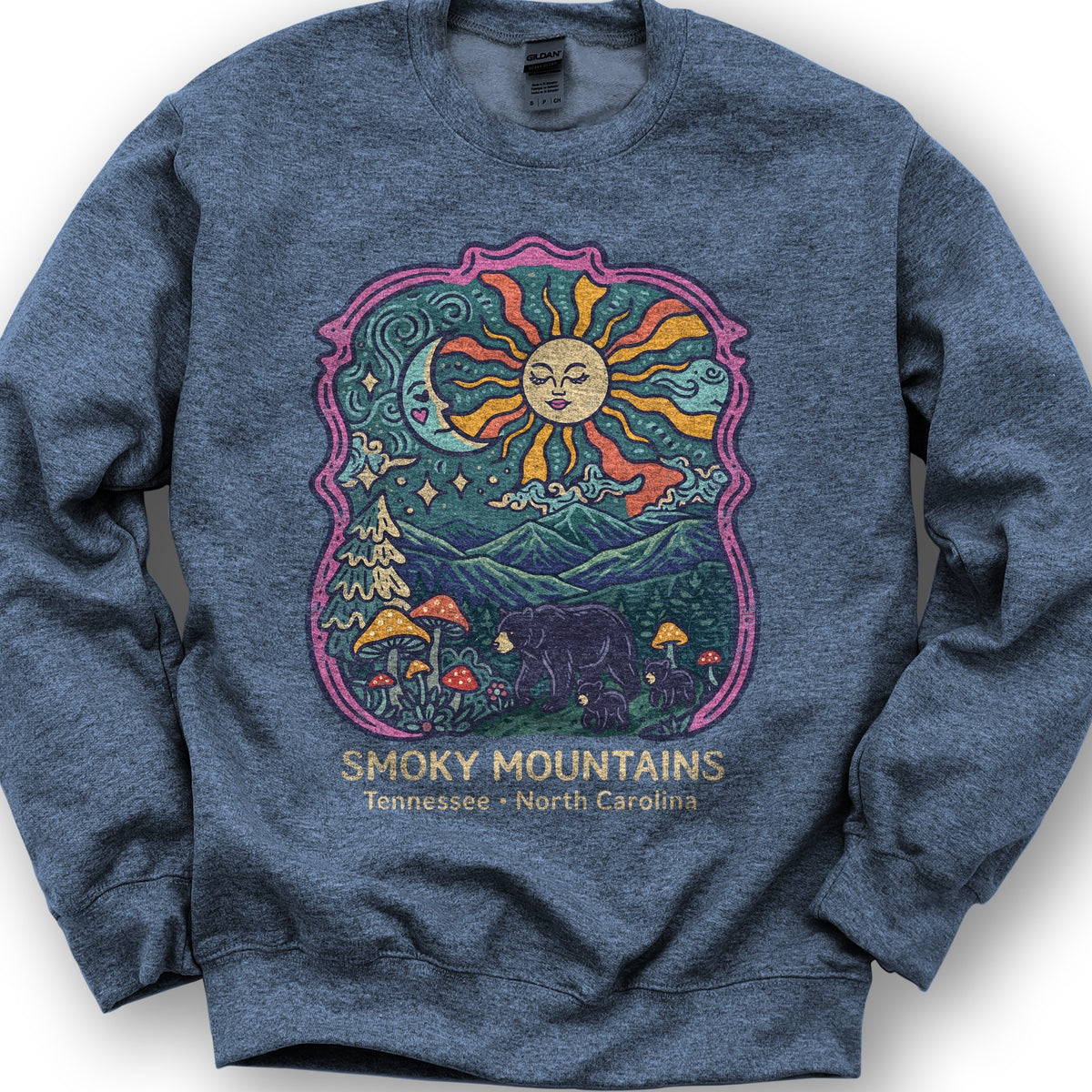 Smoky Mountains Groovy Bears Sweatshirt - Heather Sport Dark Navy