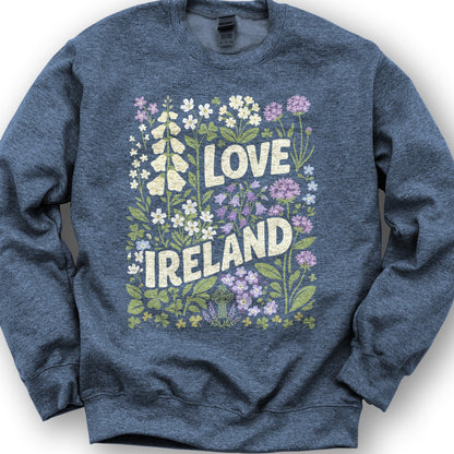 Love Ireland Flowers Sweatshirt - Heather Sport Dark Navy