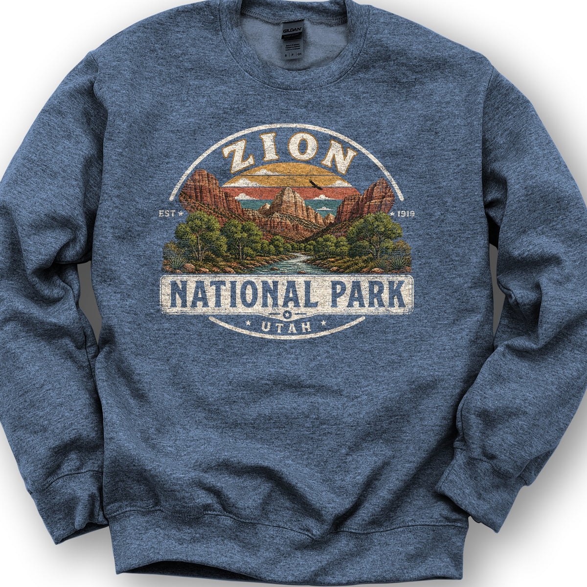 Zion Medallion Sweatshirt - Heather Sport Dark Navy