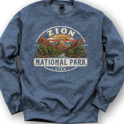 Zion Medallion Sweatshirt - Heather Sport Dark Navy