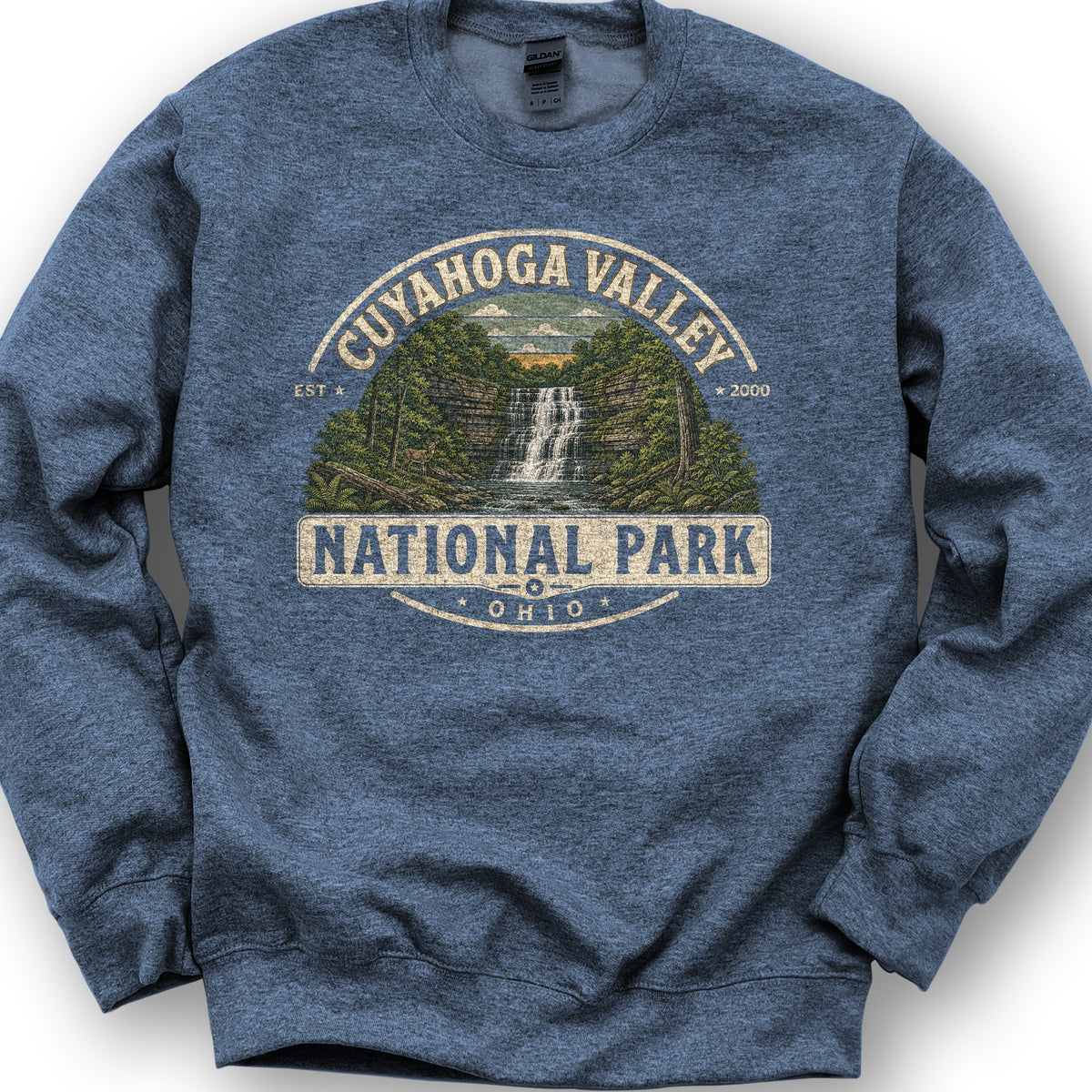 Cuyahoga Valley Medallion Sweatshirt - Heather Sport Dark Navy
