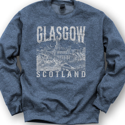 Glasgow Scotland Sketch Sweatshirt - Heather Sport Dark Navy