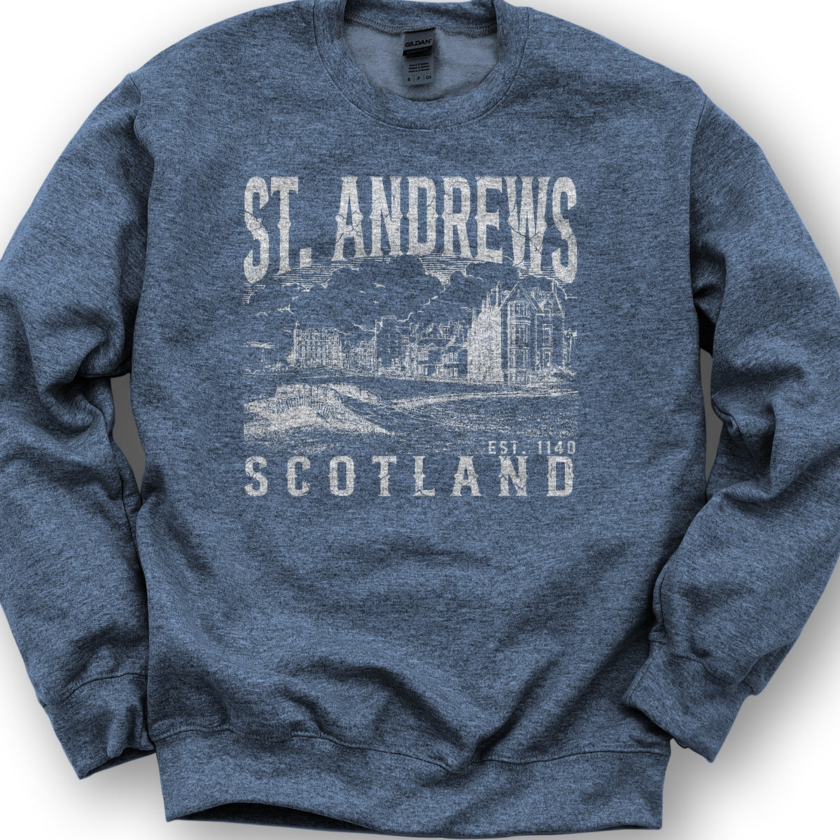 St. Andrews Scotland Sketch Sweatshirt - Heather Sport Dark Navy
