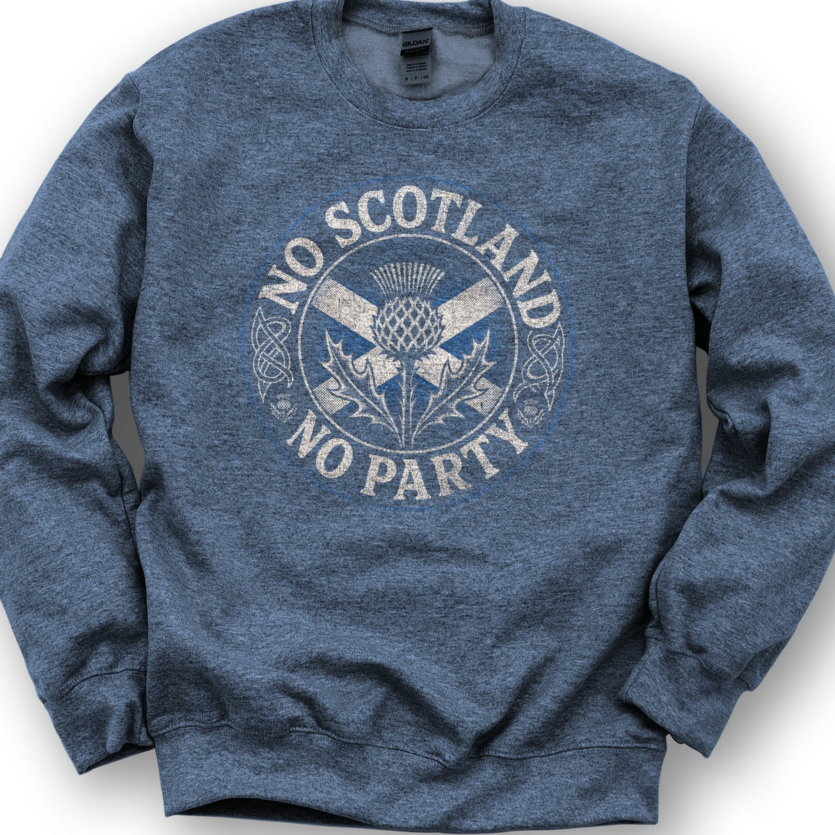 Scotland No Party Badge Sweatshirt - Heather Sport Dark Navy