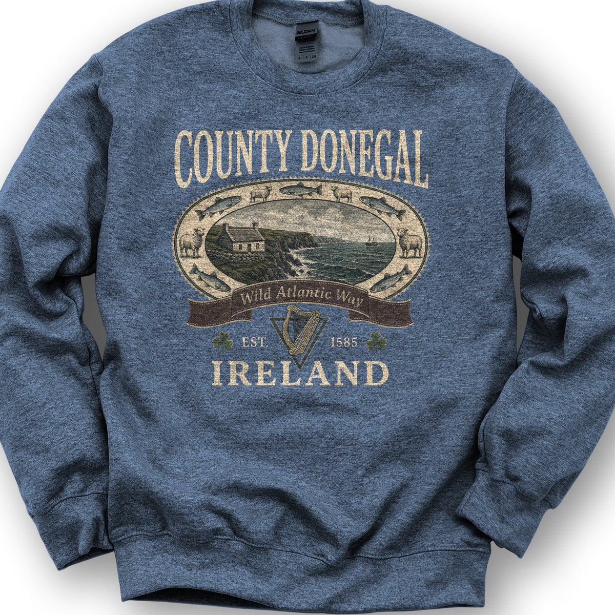 County Donegal Heritage Sweatshirt - Heather Sport Dark Navy